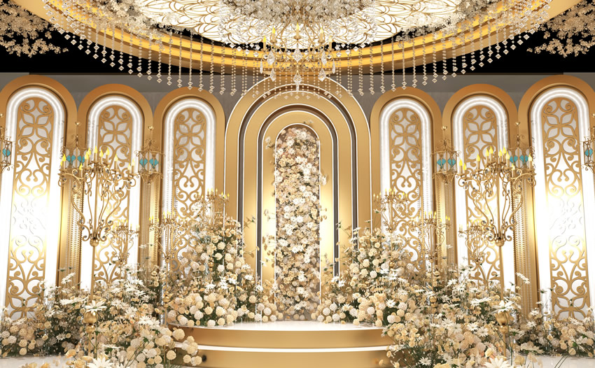 铁岭香槟色调婚礼堂效果展示